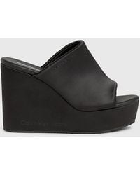 Calvin Klein - Satin Platform Wedge Sandals - Lyst