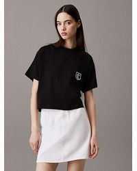 Calvin Klein - Cropped T-Shirt Met Schildlogo - Lyst