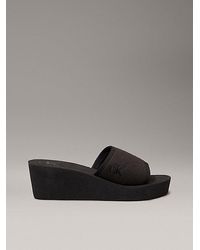 Calvin Klein - Plateau-Slippers Aus Canvas Mit Keilabsatz - Lyst