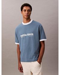 Calvin Klein - Relaxed T-Shirt Met Grafisch Logo En Strepen - Lyst
