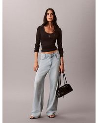 Calvin Klein - Jeans Ribbed Cotton Long Sleeve Top - Lyst