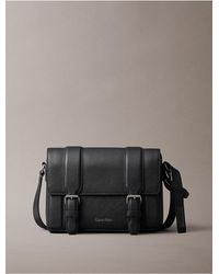 Calvin Klein - Leather Flap Messenger Bag - Lyst