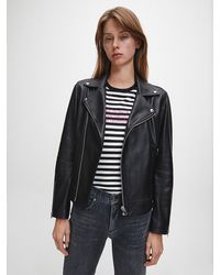 Calvin Klein Chaqueta biker de piel - Negro