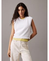 Calvin Klein - Haut Relaxed En Maille De Coton Et Lin - Lyst