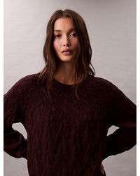 Calvin Klein - Relaxed Katoenen Sweater Met Kabel - Lyst