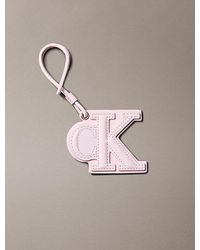Calvin Klein - Leather Signature Logo Stitched Bag Charm - Lyst
