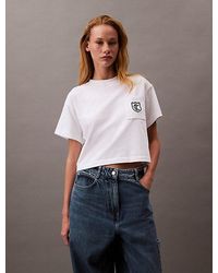 Calvin Klein - Cropped T-Shirt Mit Logo-Wappen - Lyst