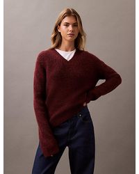 Calvin Klein - Gestrickter Wollpullover Mit V-Ausschnitt - Lyst