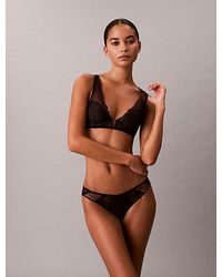 Calvin Klein - Lightly Lined Plunge Bra Ck Geo Lace - Lyst
