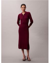 Calvin Klein - Calvin Klein Smooth Cotton Rib Midi Dress - Lyst