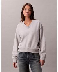 Calvin Klein - Jeans Relaxed Woven Monologo French Terry Sweatshirt - Lyst