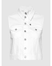 Calvin Klein Chaleco denim con logo de arco�ris - Blanco