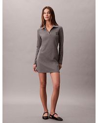 Calvin Klein - Jeans Slim Ribbed Cotton Polo Dress - Lyst