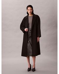 Calvin Klein - Trenchcoat Mit Gürtel Aus Wolle - Lyst