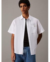 Calvin Klein - Camisa de manga corta de lino y algodón - Lyst
