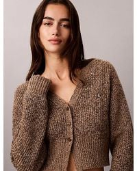 Calvin Klein - Jeans Cropped Wool Blend Mouliné Cardigan - Lyst