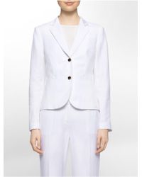 CALVIN KLEIN 205W39NYC Two Button Linen Suit Jacket - White
