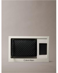 Calvin Klein - Allover Emblem Logo Zip Pouch + Solid Card Case Set - Lyst