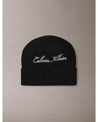 Calvin Klein - Cotton Logo Embroidery Beanie - Lyst