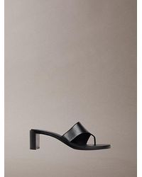 Calvin Klein - Marghe Leather Heeled Thong Sandals - Lyst