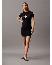 Calvin Klein - Monogram T-shirtjurk - Lyst