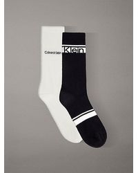 Calvin Klein - 2 Pack Cotton Logo Stripe Crew Socks - Lyst