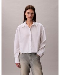Calvin Klein - Relaxed Cropped Poplin Button-Down Overhemd - Lyst