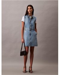 Calvin Klein - Sleeveless Denim Mini Dress - Lyst