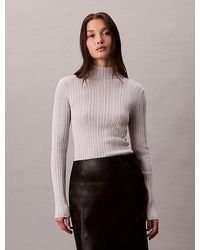 Calvin Klein - Jeans Viscose Blend Ribbed Mock Neck Jumper - Lyst