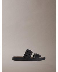 Calvin Klein - Ck Milo Leather Logo Jacquard Sandals - Lyst
