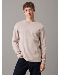 Calvin Klein - Slim Wafel-T-Shirt Met Lange Mouwen - Lyst