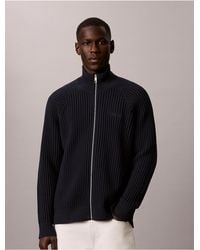 Calvin Klein - Smooth Cotton Stitch Full Zip Sweater - Lyst