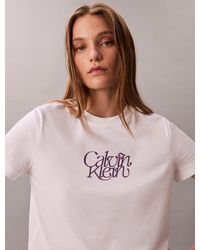 Calvin Klein - Script Logo Graphic Slim T-Shirt - Lyst
