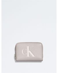 Calvin Klein Sculpted Monogram Medium Zip Wallet - White
