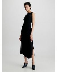 Calvin Klein - Fließendes Kleid mit durchsichtigen Einsätzen - Lyst