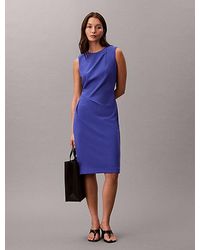 Calvin Klein - Mouwloze Stretch Crêpe Jurk - Lyst