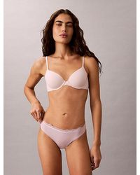 Calvin Klein - Low Rise Thong Microfibre Stretch With Lace - Lyst