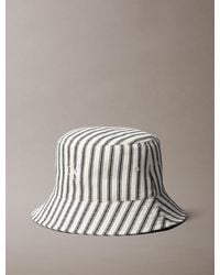 Calvin Klein - Embroidered Monogram Striped Bucket Hat - Lyst