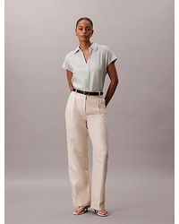 Calvin Klein - Linen Blend Short Sleeve Shirt - Lyst