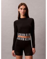 Calvin Klein - T-Shirt Da Palestra Corta A Manica Lunga Con Apertura Sul Retro - Lyst