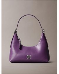 Calvin Klein - Monogram Logo Emblem Leather Small Shoulder Bag - Lyst