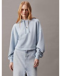 Calvin Klein - Sweat-shirt à capuche court en coton délavé - Lyst