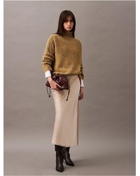 Calvin Klein - Stretch Satin Midi Skirt - Lyst