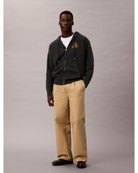 Calvin Klein - Washed Fleece Logo Graphic Relaxed Hoodie - Lyst
