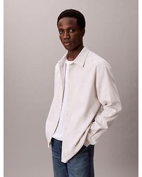 Calvin Klein - Camisa holgada con botones de franela jaspeada - Lyst