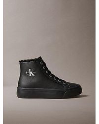 Calvin Klein - Leather Platform High Top Trainers - Lyst