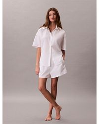 Calvin Klein - Pyjamashort Van Poplinkatoen - Lyst