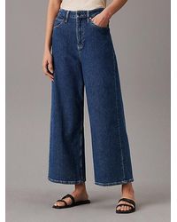 Calvin Klein - High Rise Wide Ankle Jeans - Lyst