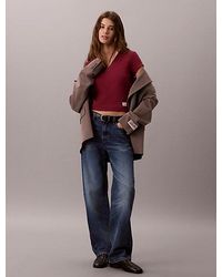 Calvin Klein - Jeans Ribbed Cotton V Neck T-Shirt - Lyst
