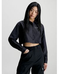 Calvin Klein - Cropped Nylon Overhemd Met Trekkoord - Lyst